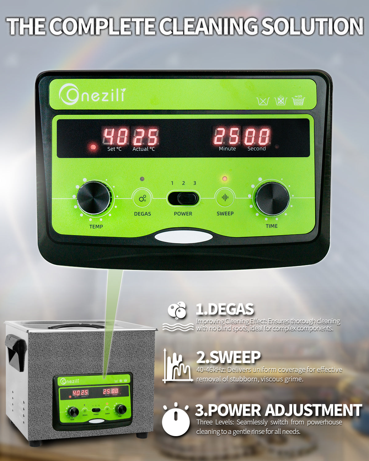 ONEZILI 10L Ultrasonic Cleaner with Digital Timer, Heater & Power Adjustable, 40kHz Industrial & Home Use for Jewelry, Glasses, Tools, Carburetor Cleaning