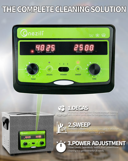 ONEZILI 10L Ultrasonic Cleaner with Digital Timer, Heater & Power Adjustable, 40kHz Industrial & Home Use for Jewelry, Glasses, Tools, Carburetor Cleaning