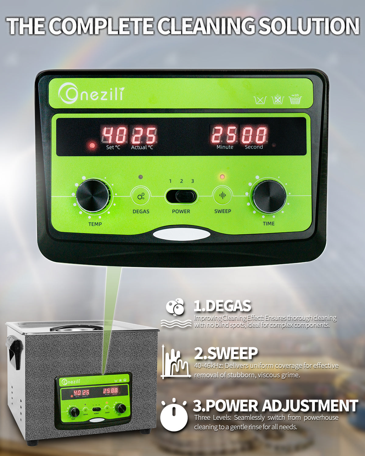 ONEZILI 15L Ultrasonic Cleaner with Digital Timer, Heater & Power Adjustable, Industrial & Home Use for Parts, Tools, Jewelry, Carburetor Cleaning