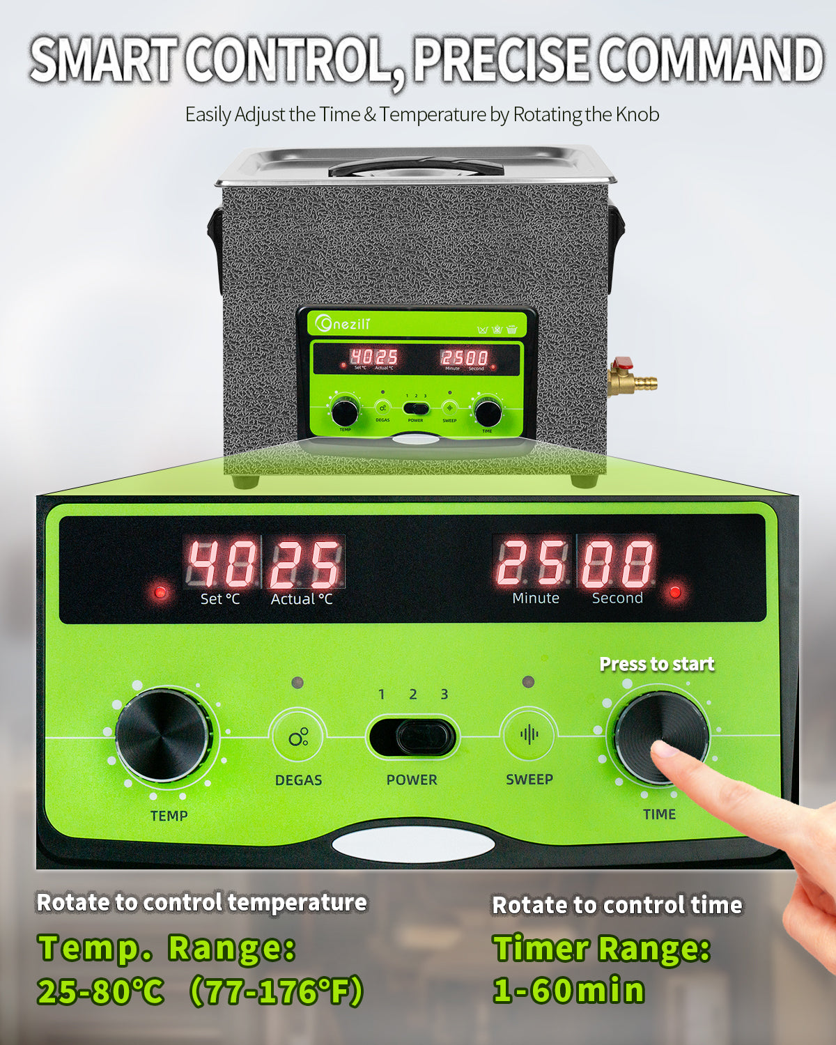 ONEZILI 6L Ultrasonic Cleaner with Digital Timer, Heater & Power Adjustable, 40kHz for Jewelry, Glasses, Tools, Carburetor - Industrial & Home Use