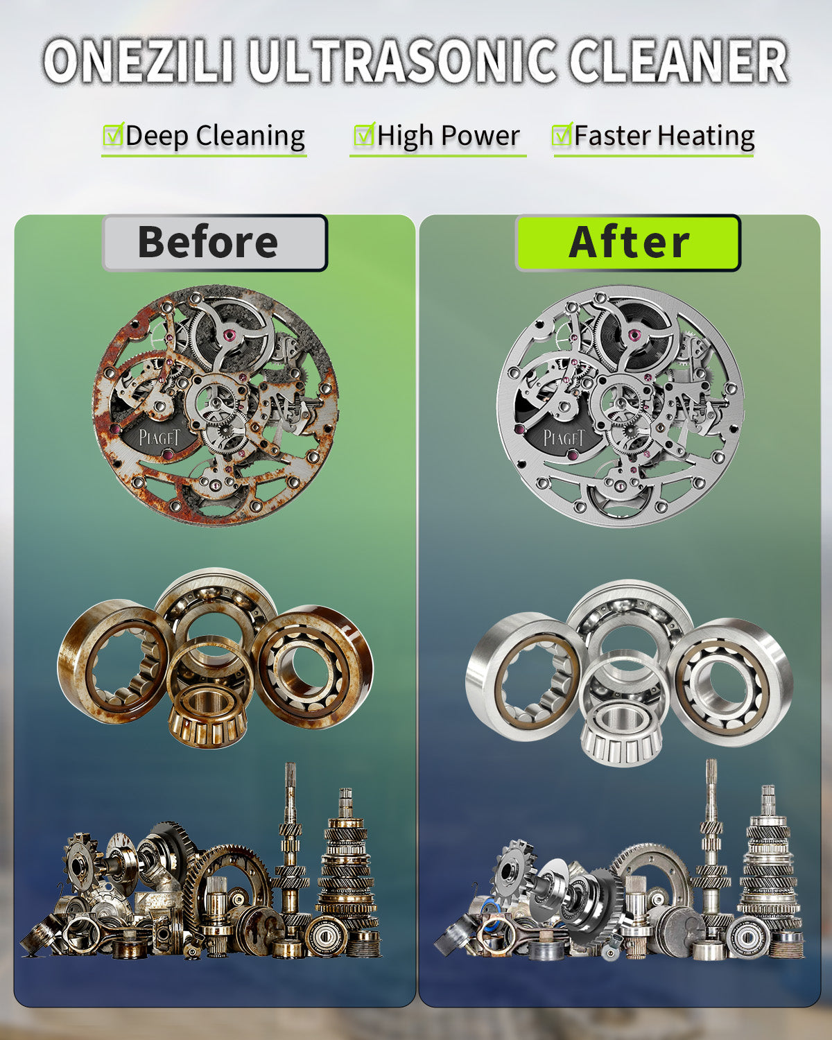 ONEZILI 15L Ultrasonic Cleaner with Digital Timer, Heater & Power Adjustable, Industrial & Home Use for Parts, Tools, Jewelry, Carburetor Cleaning