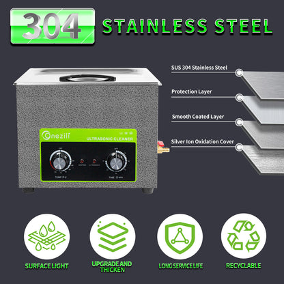 ONEZILI Ultrasonic Cleaner with Digital Timer, 15L Heated Tank for Industrial & Home Use, Jewelry, Glasses, Tools