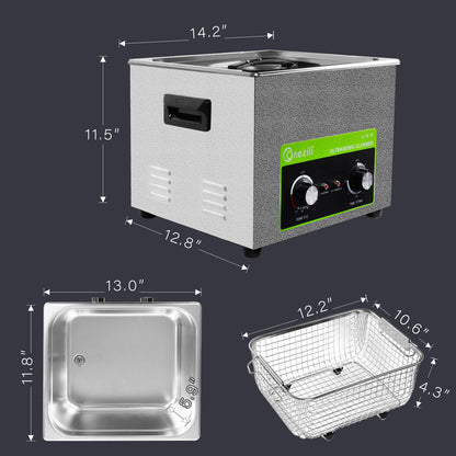 ONEZILI Ultrasonic Cleaner with Digital Timer, 15L Heated Tank for Industrial & Home Use, Jewelry, Glasses, Tools