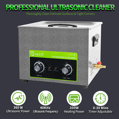 ONEZILI Ultrasonic Cleaner with Digital Timer, 15L Heated Tank for Industrial & Home Use, Jewelry, Glasses, Tools