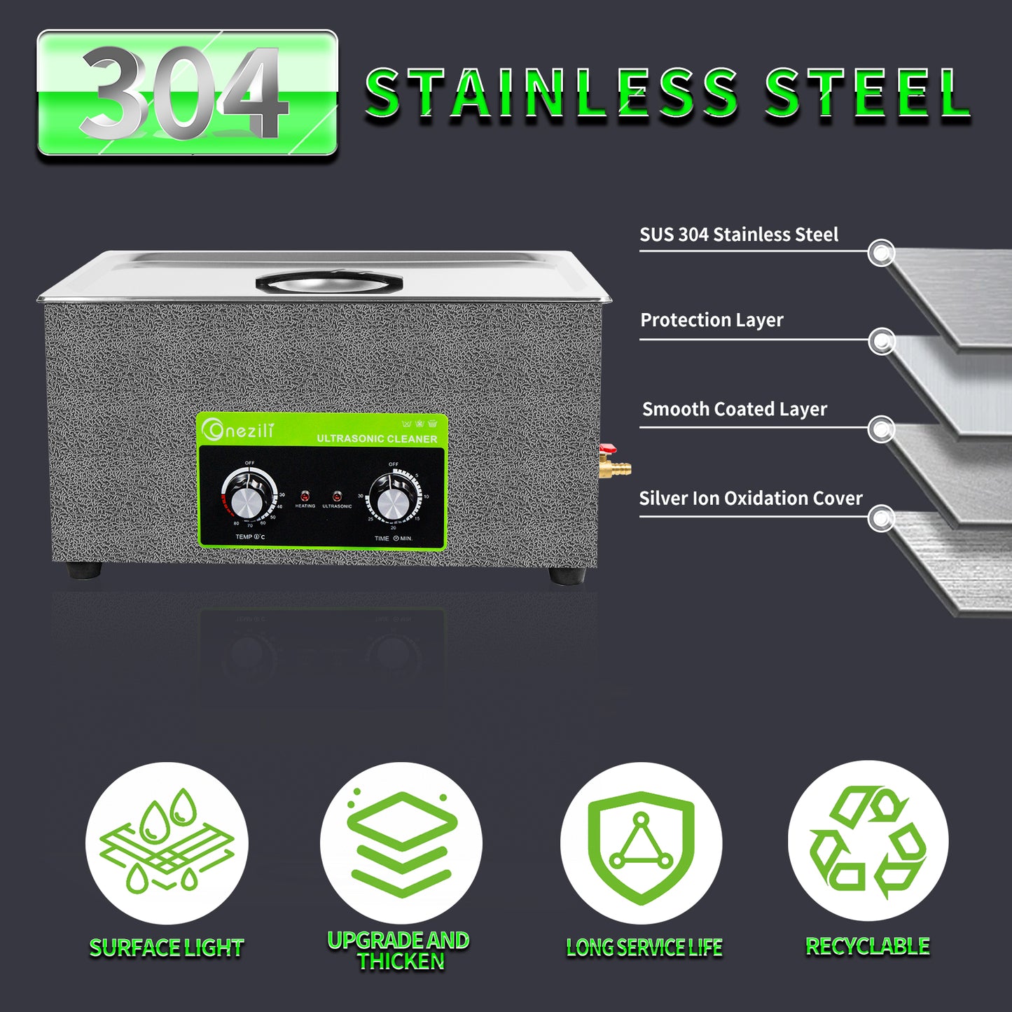 ONEZILI 20L Professional Ultrasonic Cleaner with Digital Timer & Heating, Industrial & Commercial Grade for Parts, Tools, Jewelry