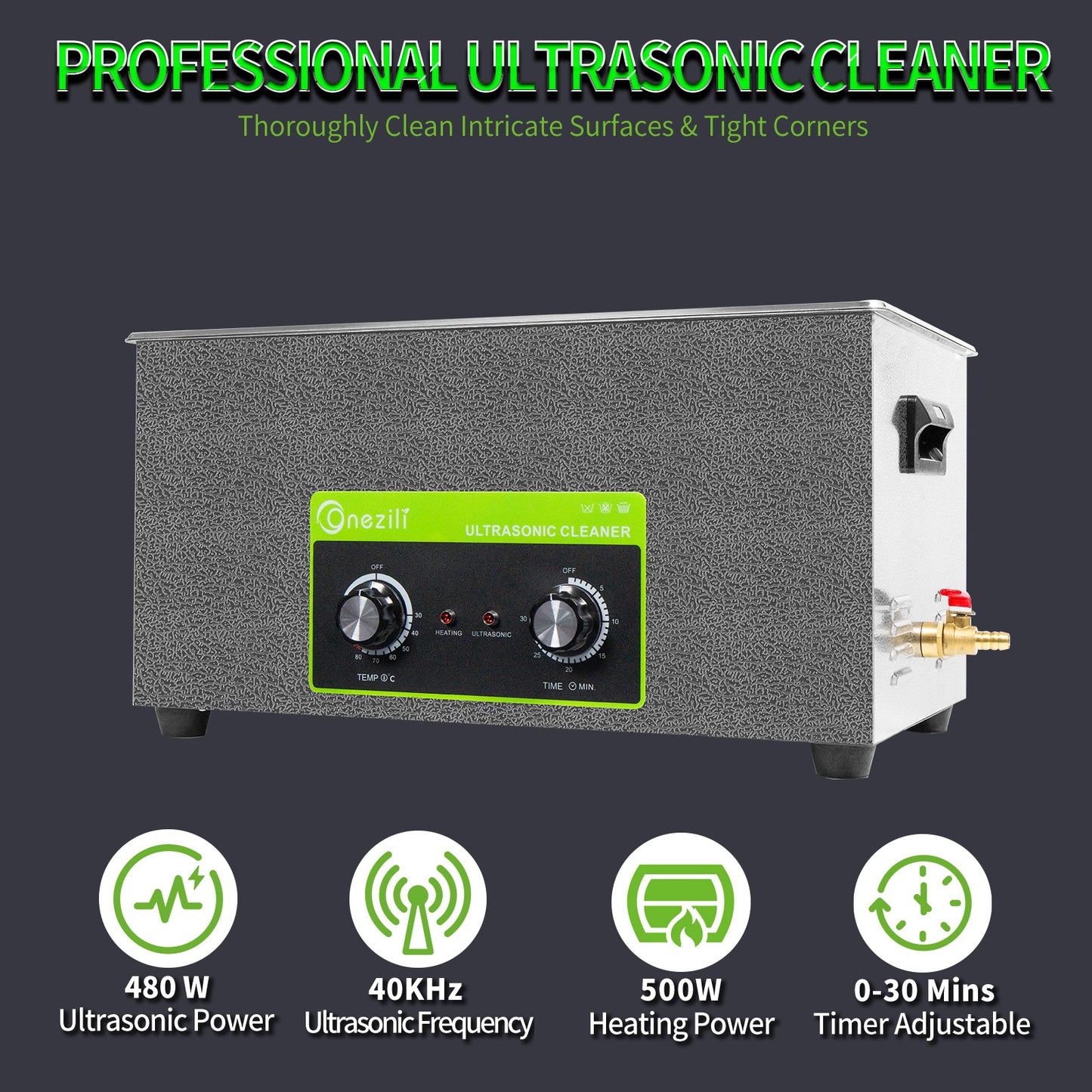 ONEZILI 20L Professional Ultrasonic Cleaner with Digital Timer & Heating, Industrial & Commercial Grade for Parts, Tools, Jewelry