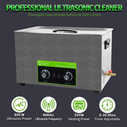 ONEZILI 30L Ultrasonic Cleaner with Digital Timer & Heater, Industrial & Home Use for Parts, Tools, Jewelry, Carburetor Cleaning